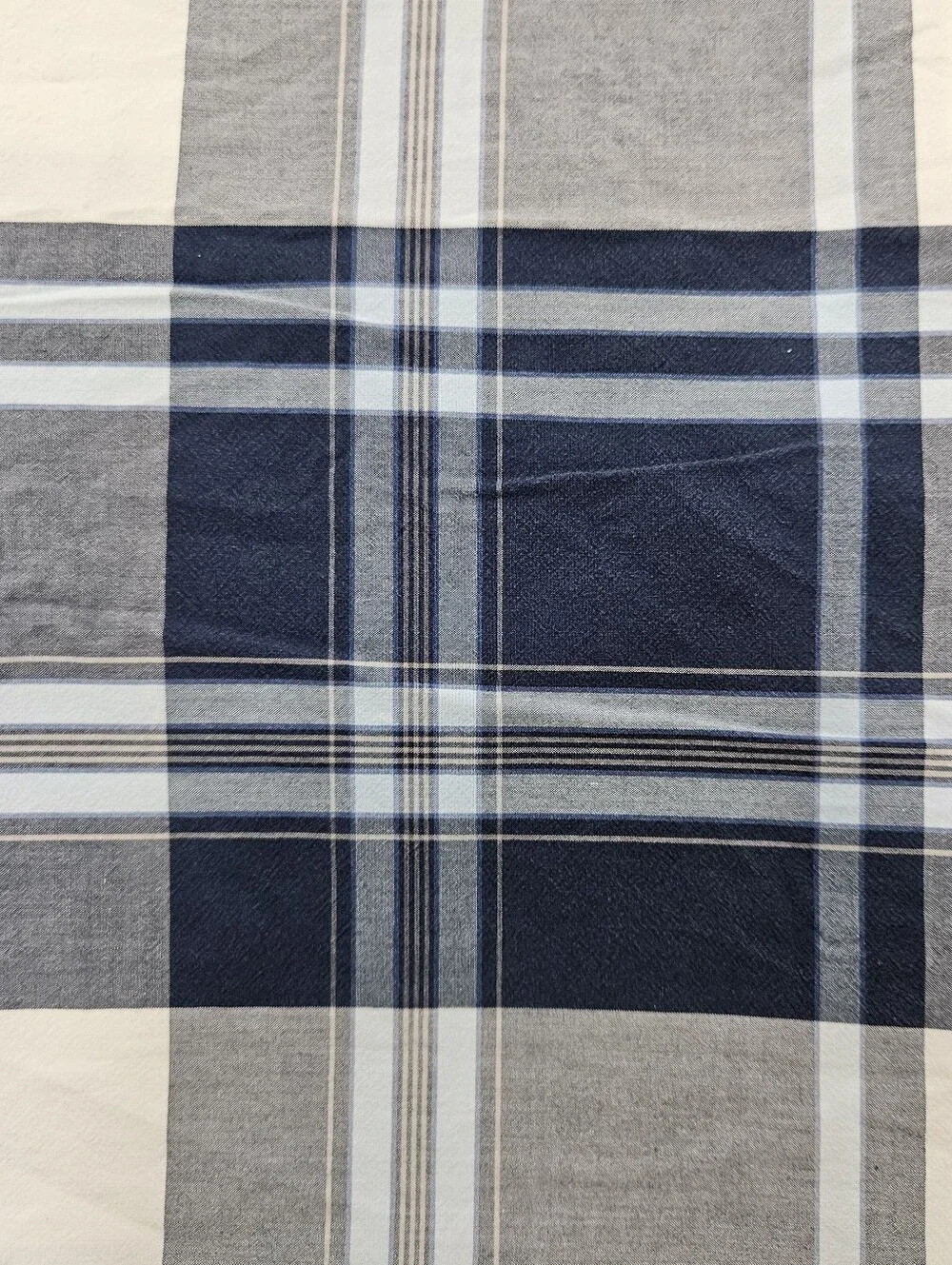 Pottery Barn Teen Blue White Plaid Full Flat Sheet 100% Cotton Retro Farmhouse